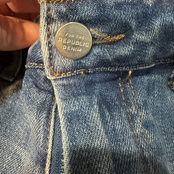 For the Republic Lace-Up Blue Denim Jeans with Frayed Ends Size 6/27 - Picture 4 of 6